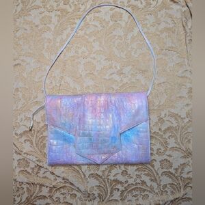 Vtg Sondra Roberts Squared Hand Painted Pastel Color Envelope Flap Purse Handbag